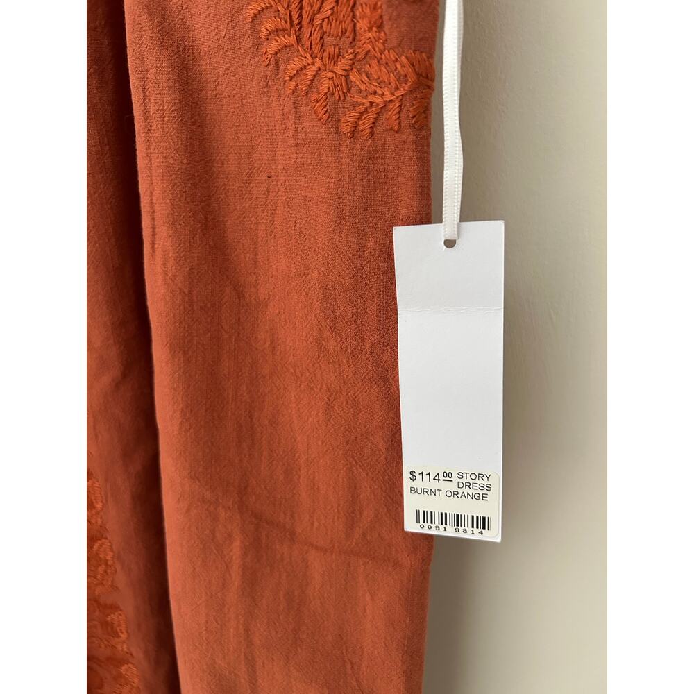 NWT J. Marie S $114 Story Dress Burnt Orange Shift Embroidered Sleeveless Cotton - Picture 4 of 9